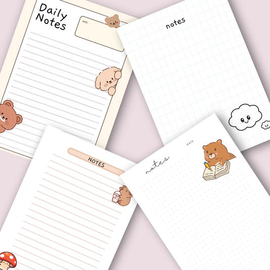 ✏️📒 4 A4 Notepads – Digital Download (PNG & PDF)