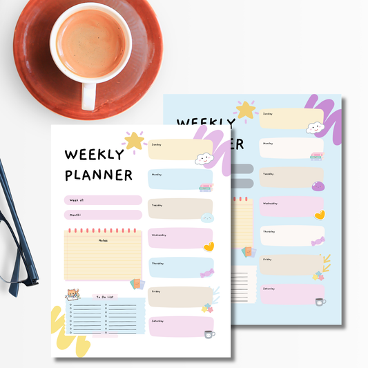 🌸 Kawaii Weekly Planner – Printable PDF (US Letter) 🌸