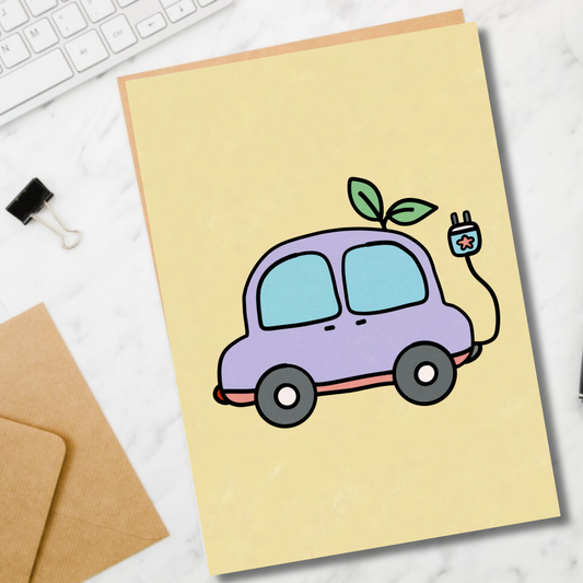A6 Printable Postcard - Kawaii Electric Car