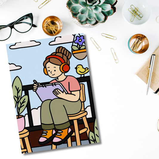 A6 Printable Postcard - Kawaii Girl with Headphones