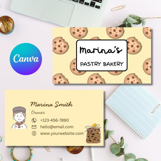 Bakery Business Card Template - Editable Canva Design